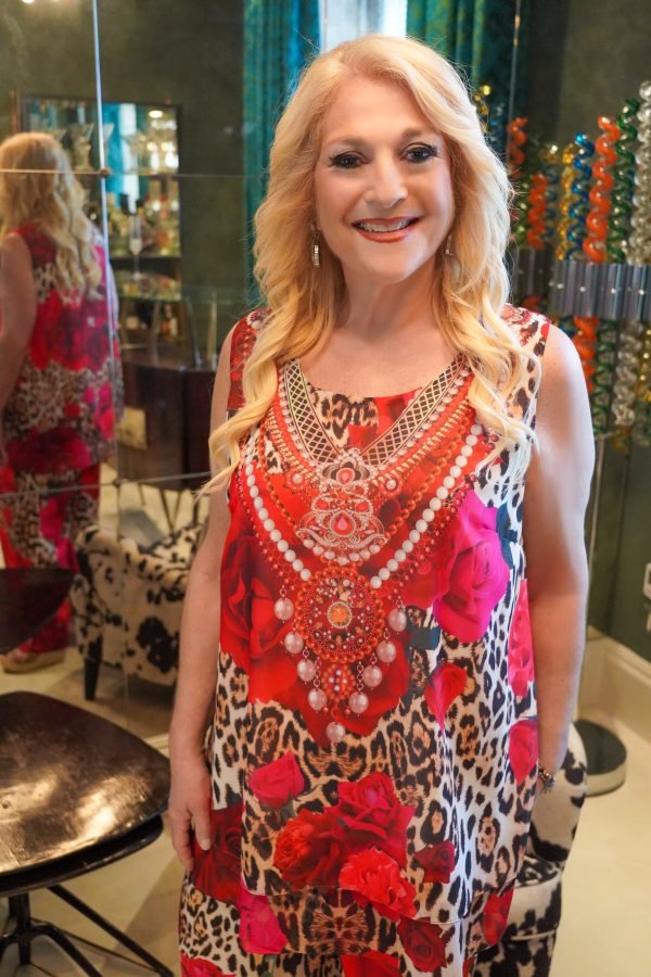 Taylor Red Leopard Rose Sleeveless Top - Image 3