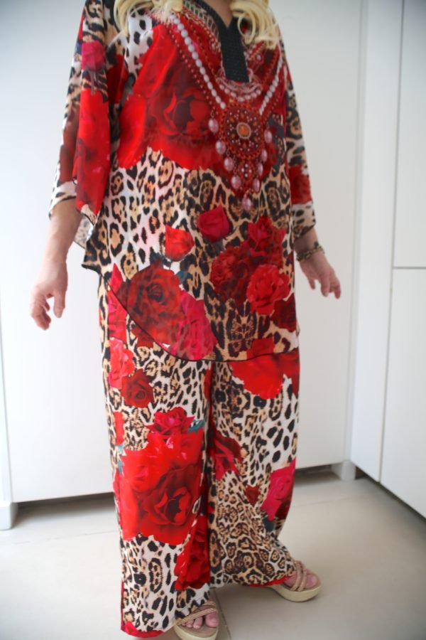 Tori Red Leopard Rose Trouser - Image 4