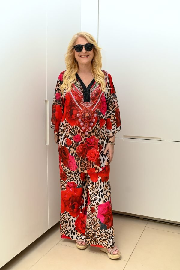 Tori Red Leopard Rose Trouser - Image 5