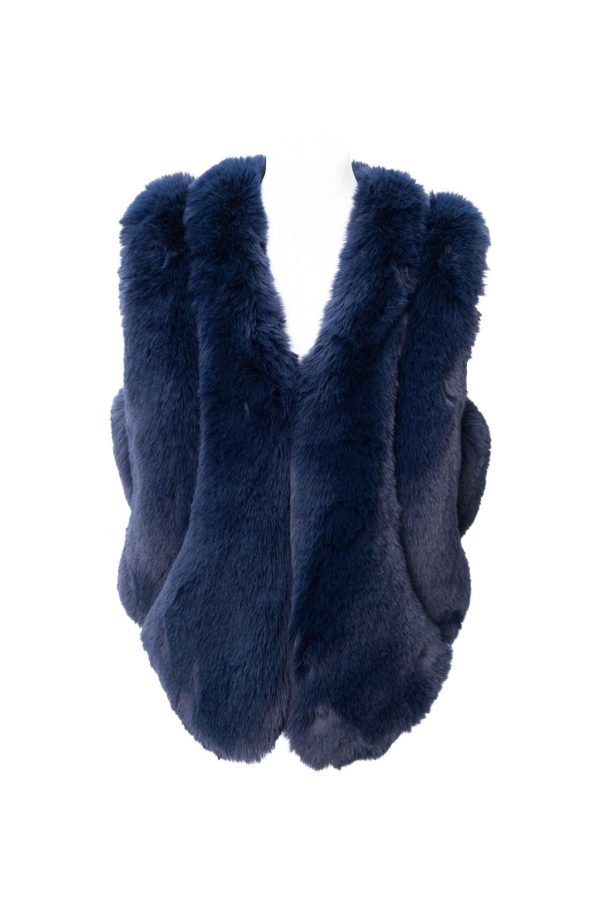 Candy Faux Fur Navy Gilet - Image 4
