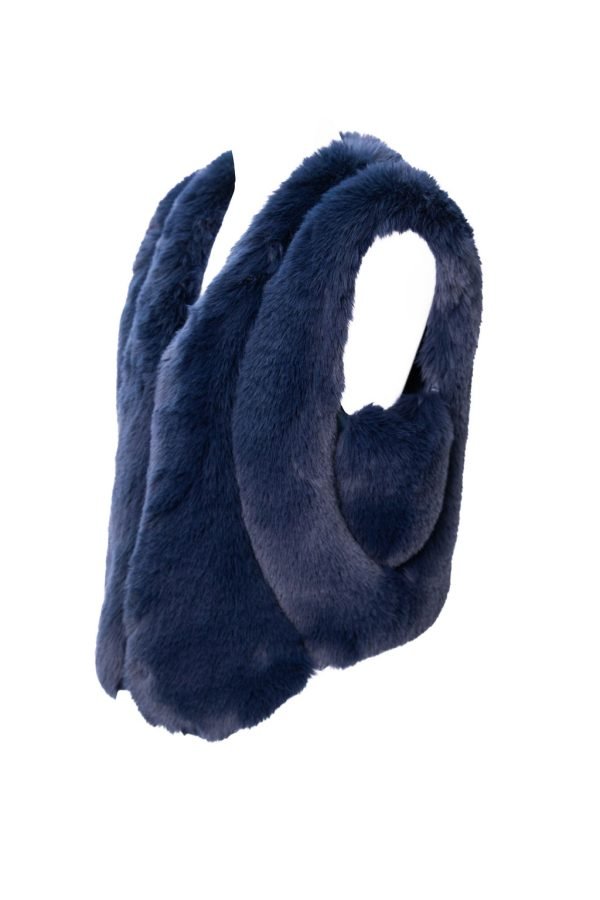 Candy Faux Fur Navy Gilet - Image 3