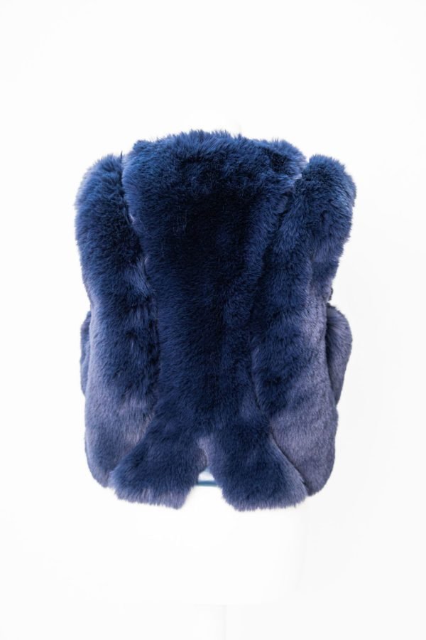 Candy Faux Fur Navy Gilet - Image 2