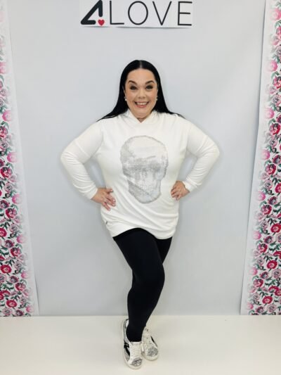 'L' Studded skull face sweatshirt hoody