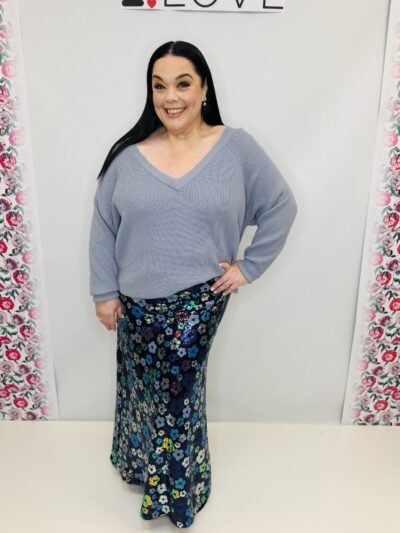 'L' Flower Design Sequin Skirt